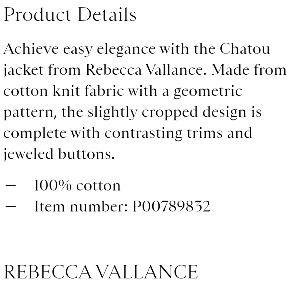 REBECCA VALLANCE Chatou Jacket Cotton Knit Cardigan Sweater Medium - Picture 4 of 14